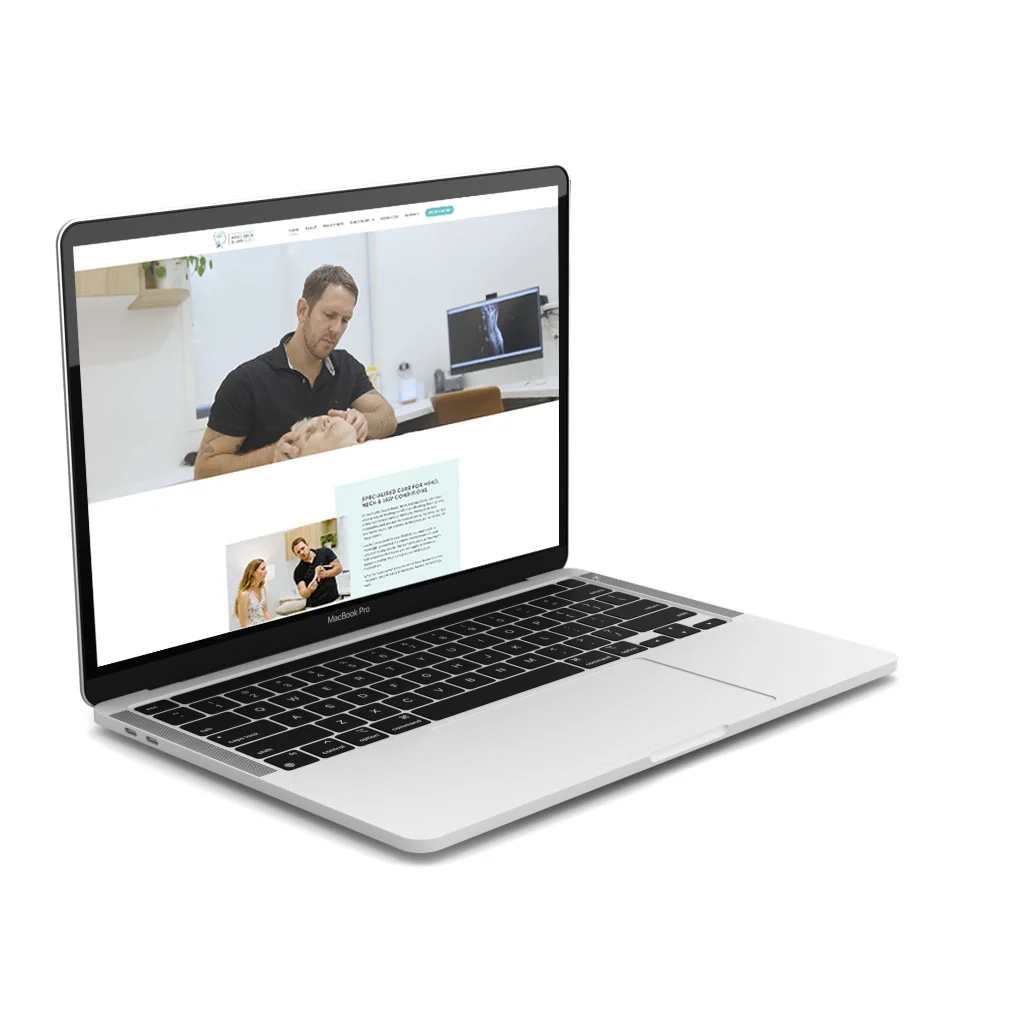 laptop showing website of ballina osteopathic centre, north coast head neck and jaw centre