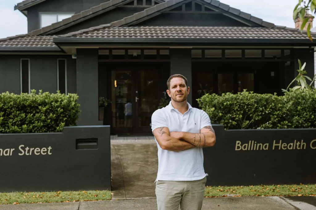 What Is a Head, Neck and Jaw Centre? Osteopath Dr Leon Erdrich stands outside the NCHNJ Ballina clinic