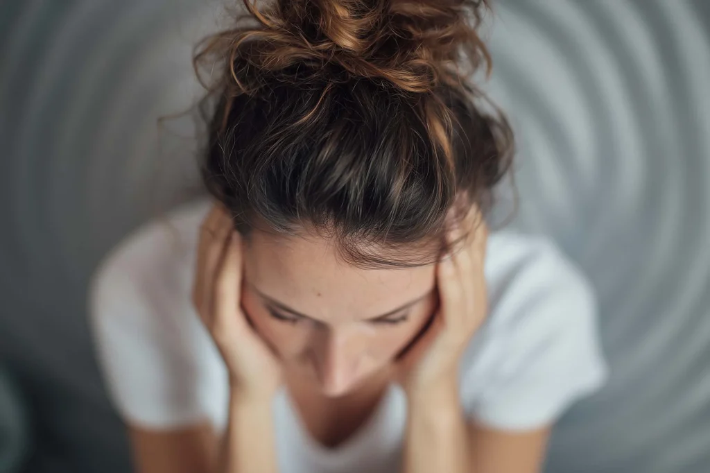 Woman with vertigo in her northern rivers home in ballina, nsw